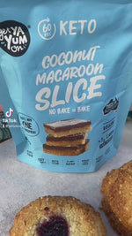 Load and play video in Gallery viewer, Coconut Macaroon Slice 60g - NO BAKE OR BAKE (5 x Single PACKS)
