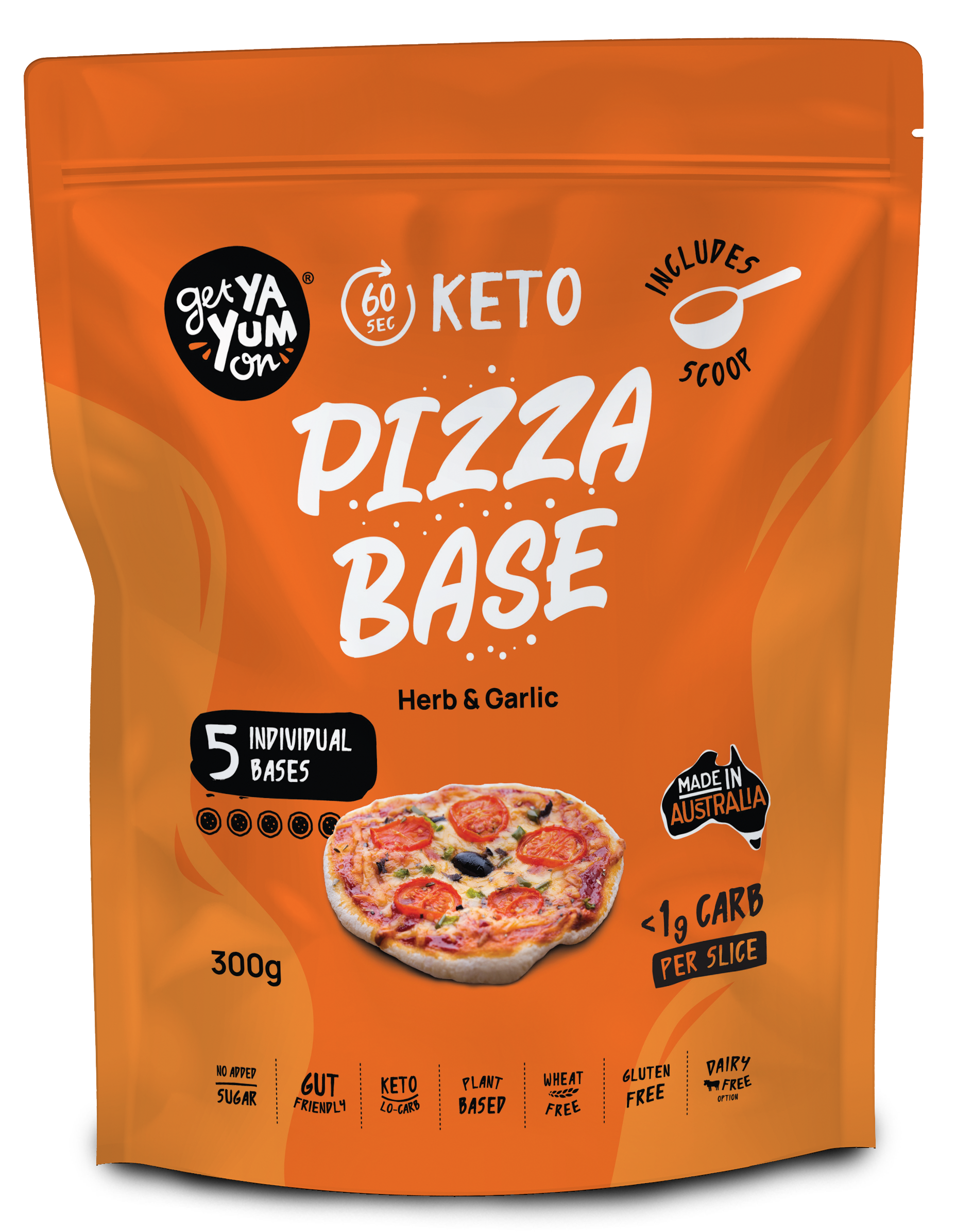 PIZZA BASE - Herb & Garlic 300gm (5 x Mug Mix VALUE PACK with scoop!)