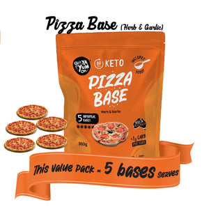 PIZZA BASE - Herb & Garlic 300gm (5 x Mug Mix VALUE PACK with scoop!)