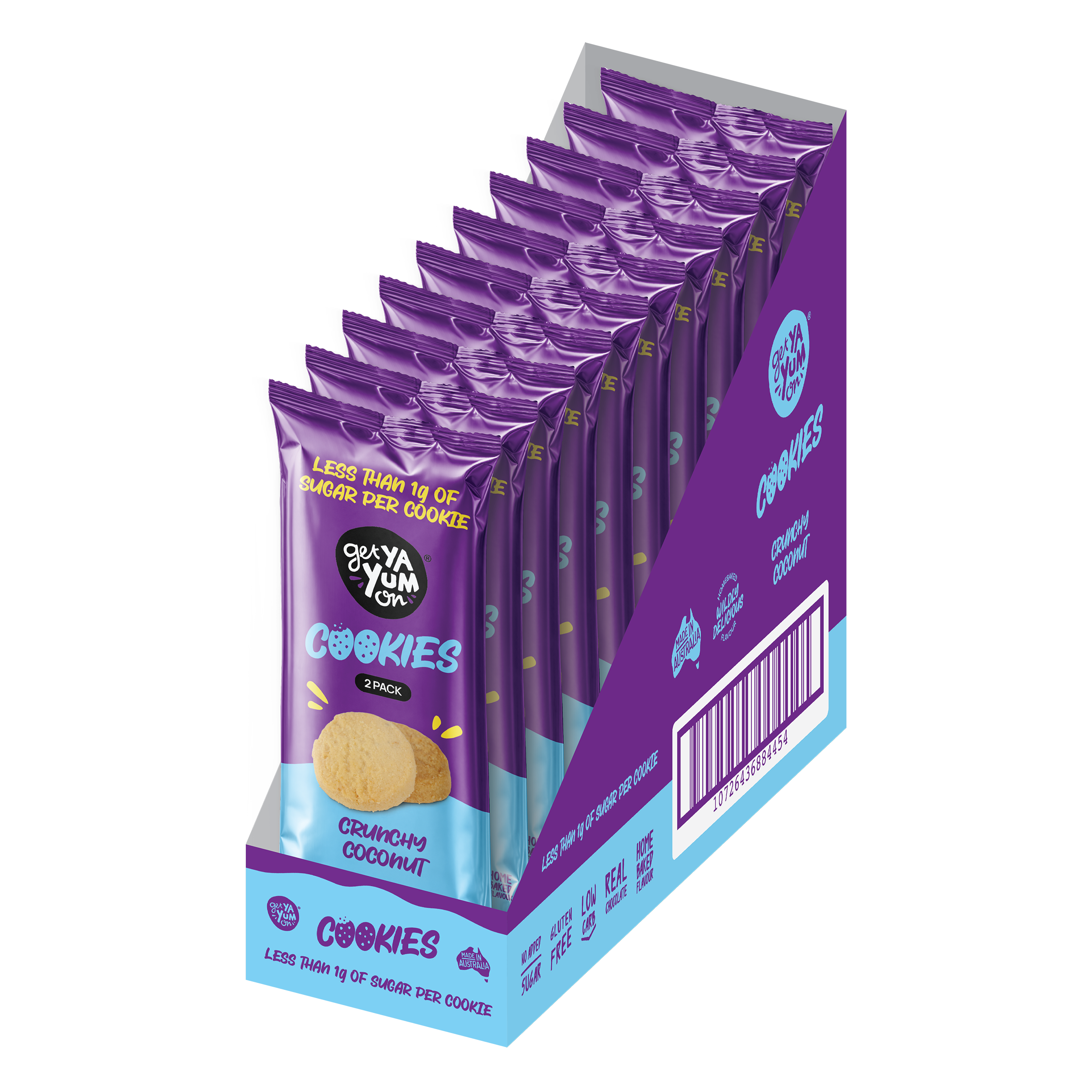 BIGGER Cookies Crunchy Coconut - 2 PACK SINGLE SERVE 40g x 10