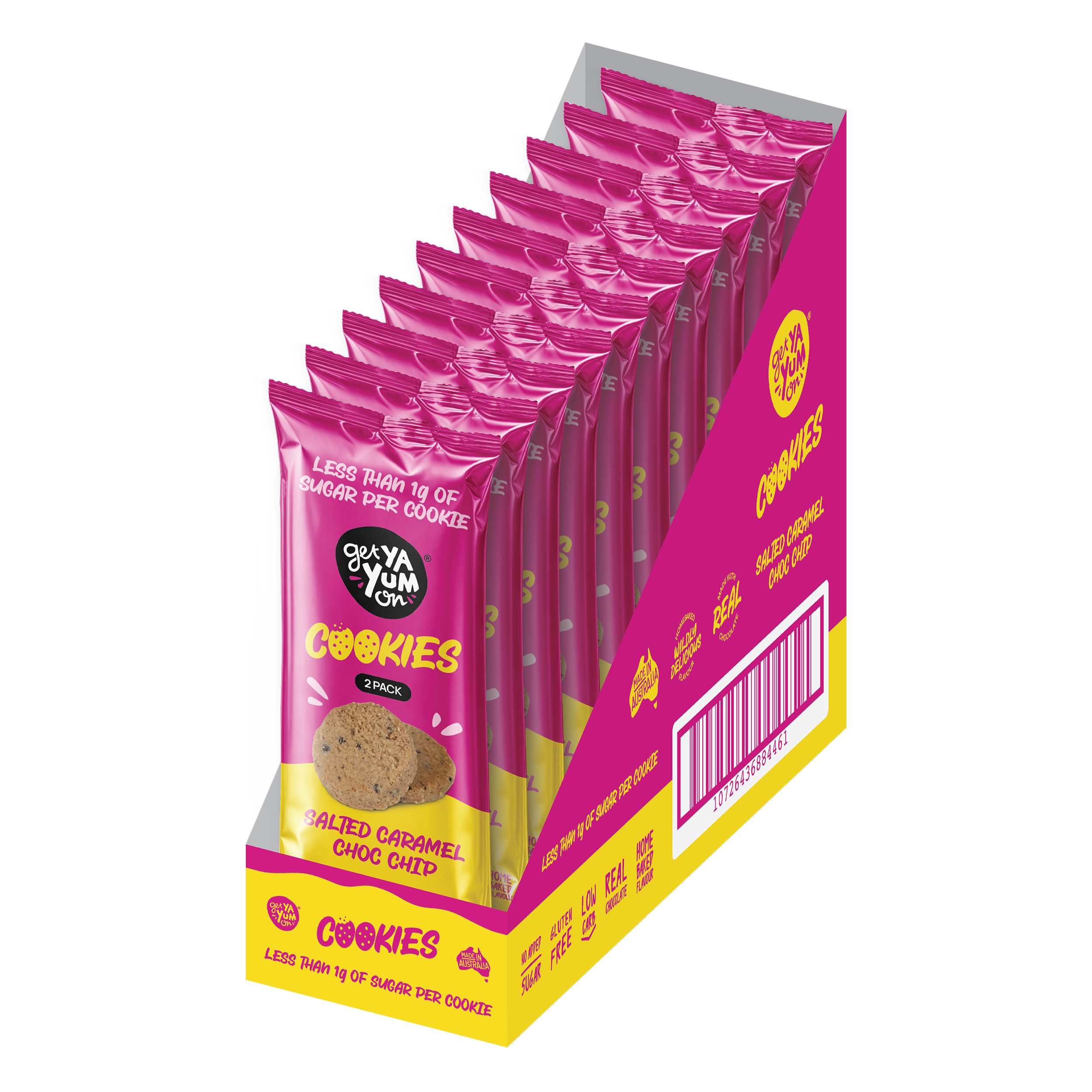 BIGGER Cookies Salted Caramel Choc Chip - 2 PACK SINGLE SERVE 40g x 10