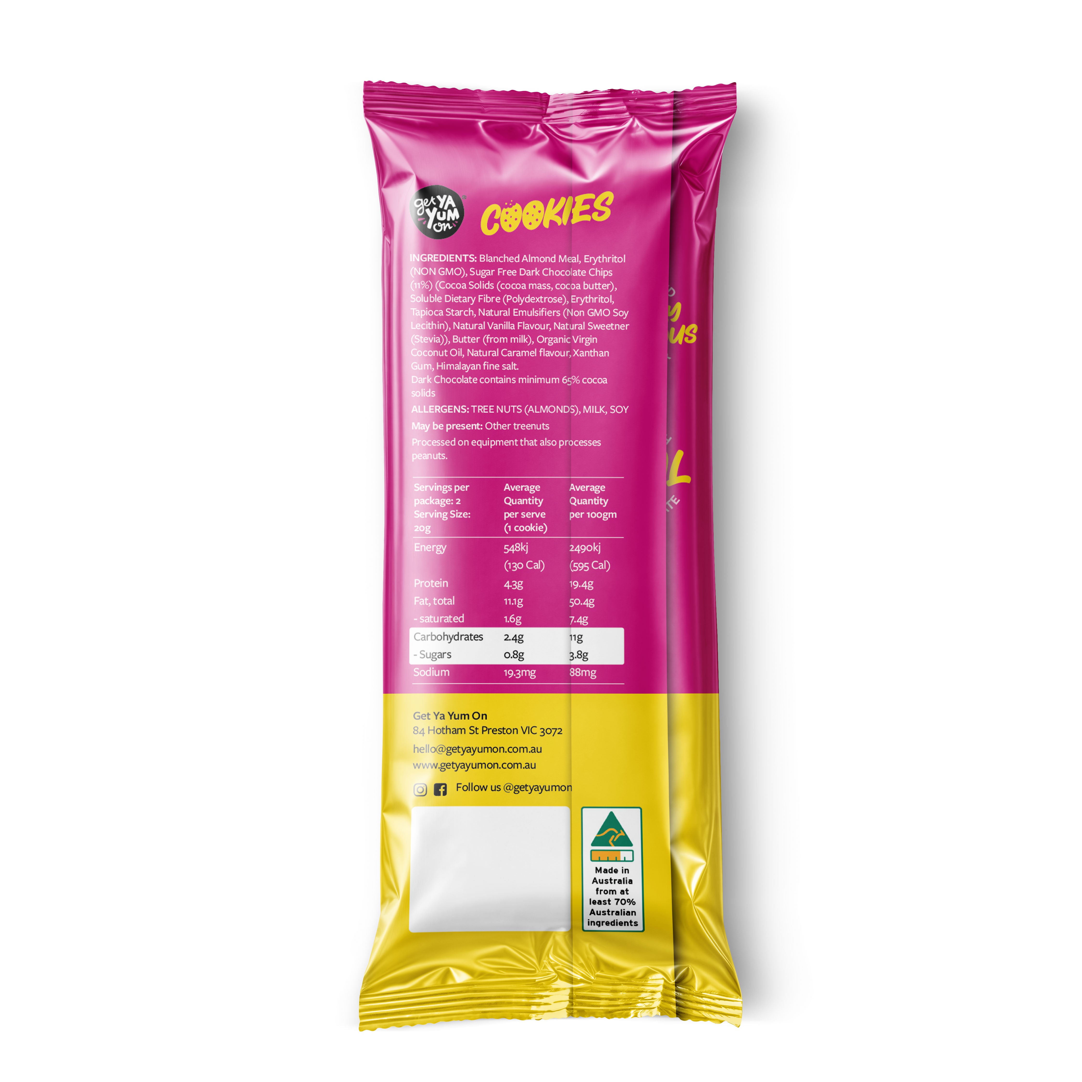 BIGGER Cookies Salted Caramel Choc Chip - 2 PACK SINGLE SERVE 40g x 10