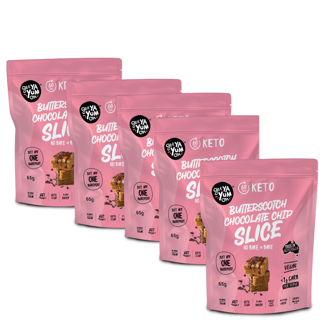 BUTTERSCOTCH CHOCOLATE CHIP SLICE 325g  - NO BAKE OR BAKE (5 X Mug Mix VALUE PACK!)