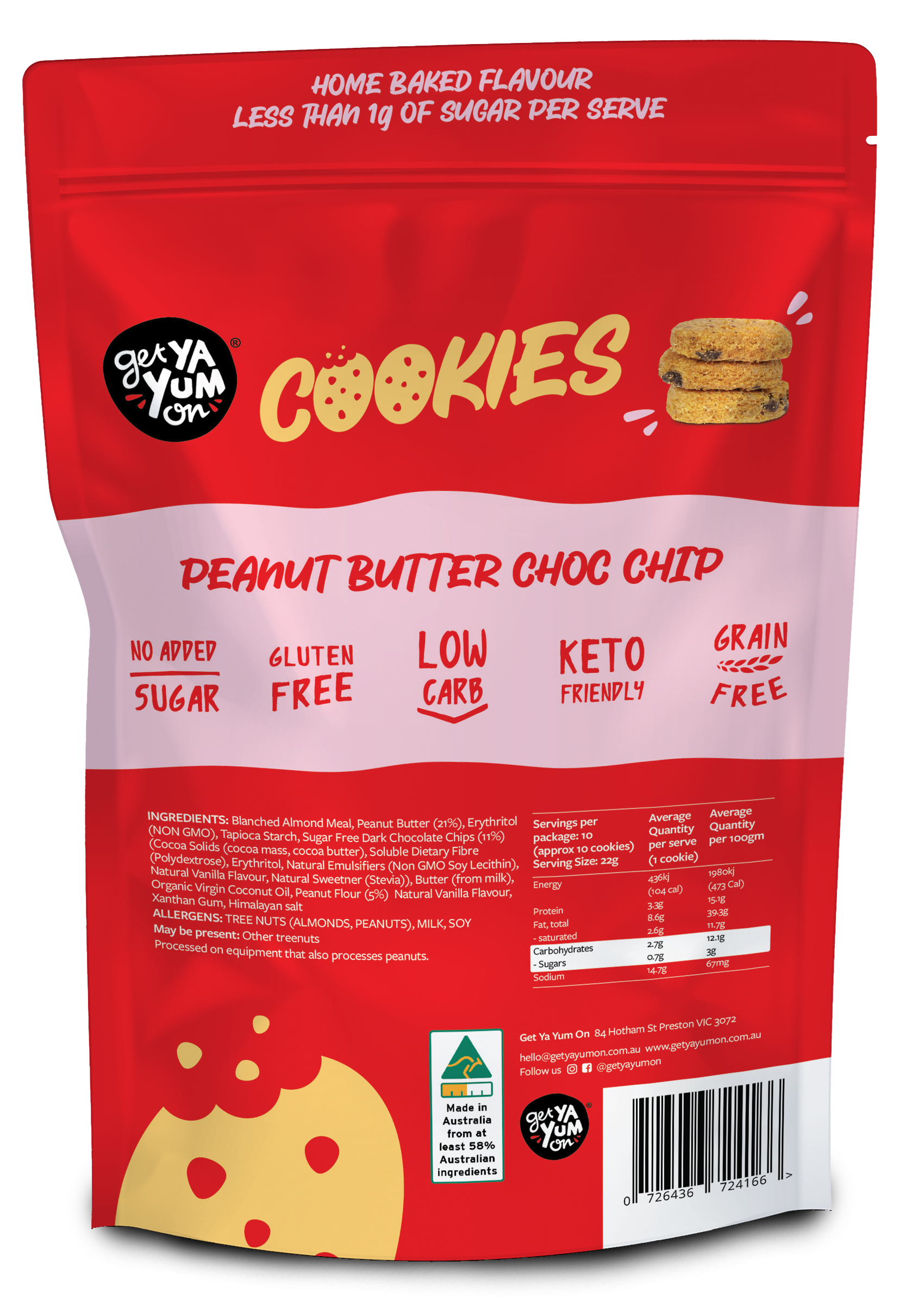 BIGGER Cookies Peanut Butter Choc Chip (NEW Sharepack Size!) 220g