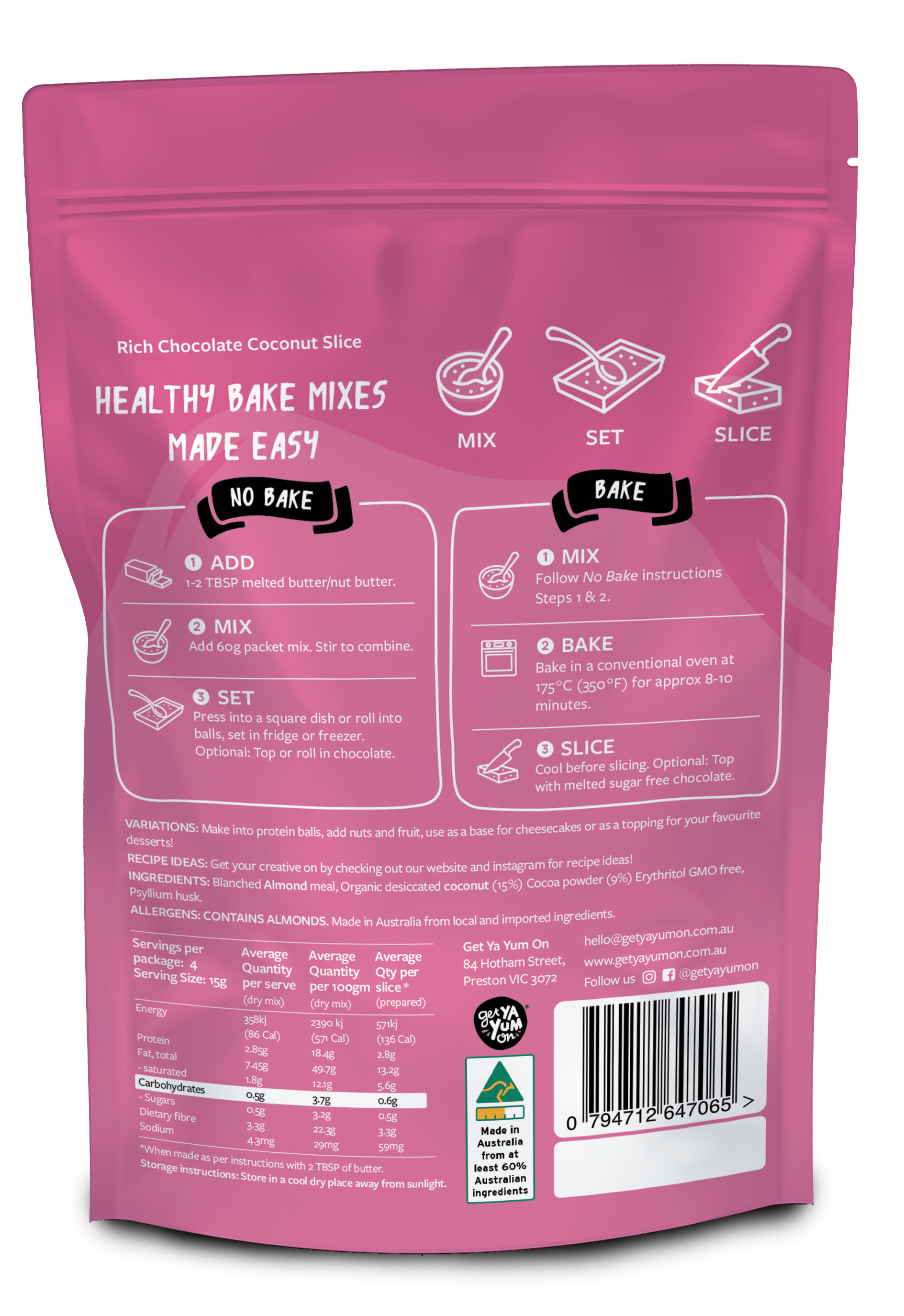 Rich Chocolate Coconut Slice 60g