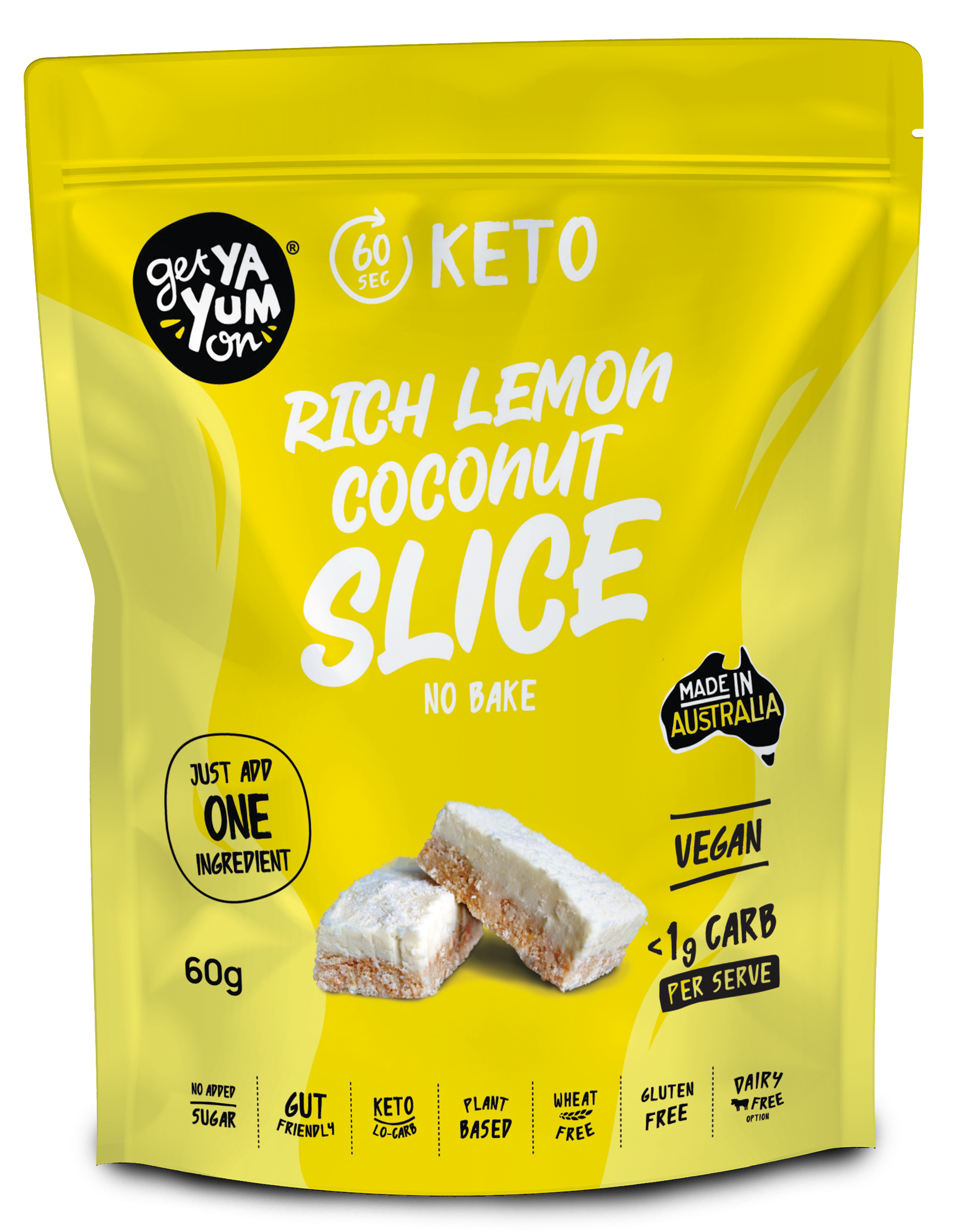 Rich Lemon Coconut Slice 60g - NO BAKE