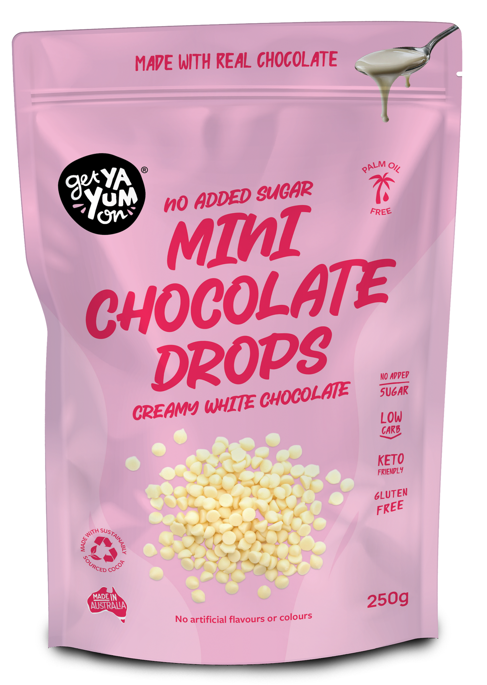 No Sugar Added Mini White Chocolate Drops 250g