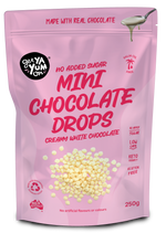 Load image into Gallery viewer, No Sugar Added Mini White Chocolate Drops 250g
