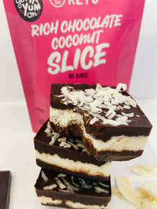 RICH CHOCOLATE COCONUT SLICE (No Bake) 300gm (5 X Mug Mix VALUE PACK with scoop!)
