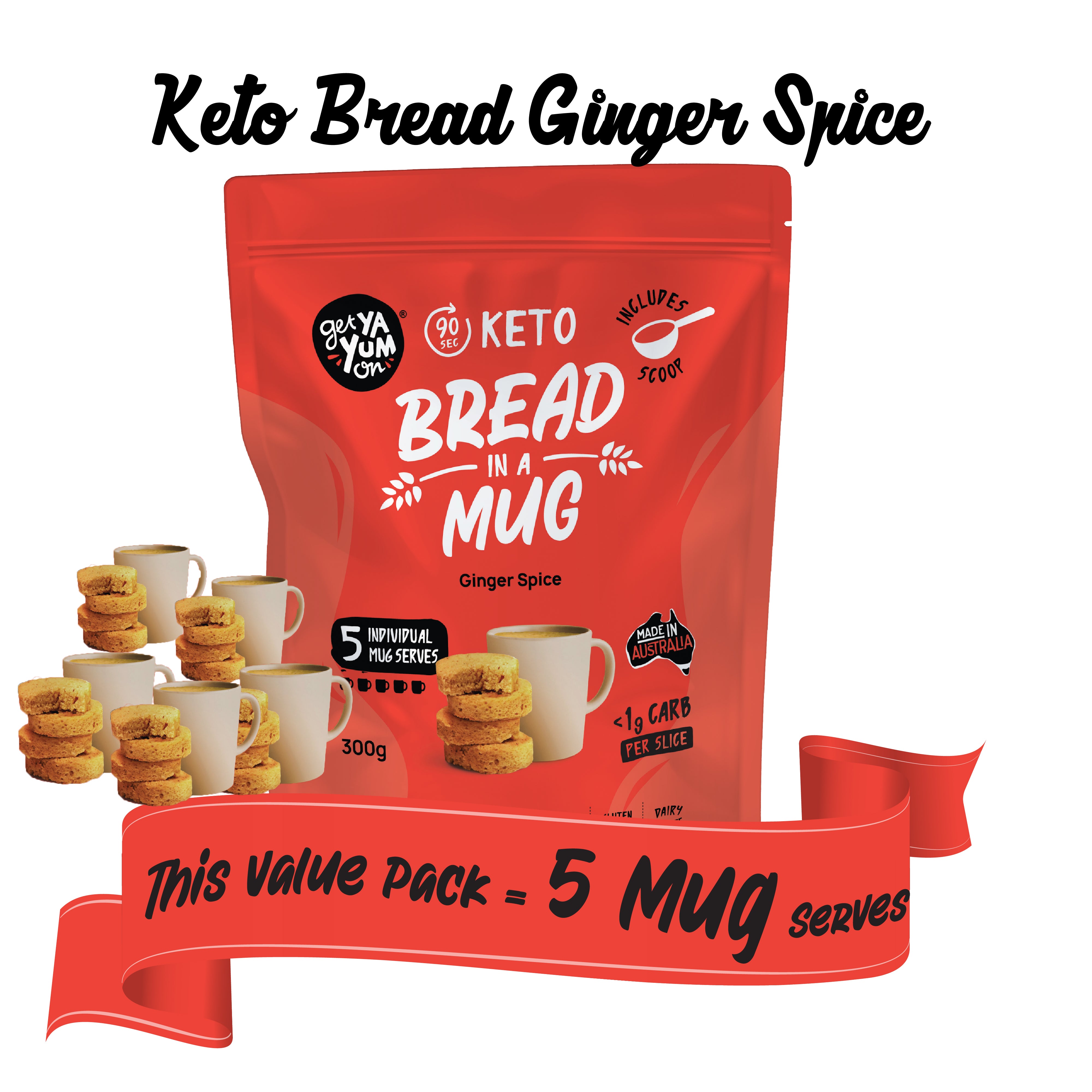 GINGER SPICE 300gm (5 X Mug Mix VALUE PACK (with scoop!)